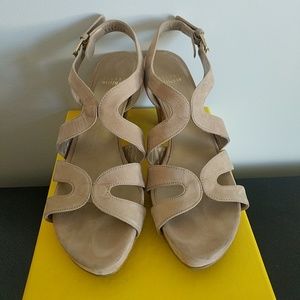 Stuart Weitzman nude stacked-heel sandals